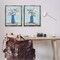 Stupell Industries Blue & Peach Flowers 2pc Floater Framed Canvas Wall Art Set Design by June Erica Vess
